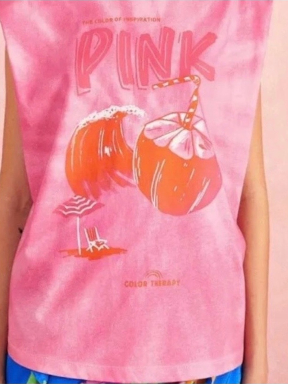 FARM Rio Pink Coconut Tie-Dye Graphic Muscle Tee